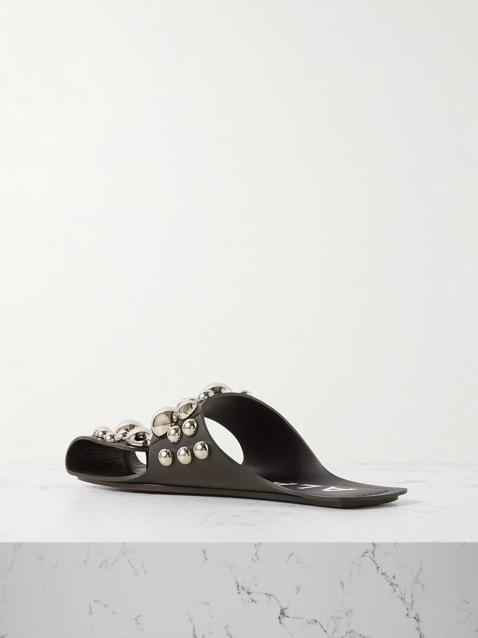 Studded leather slides Black - 3