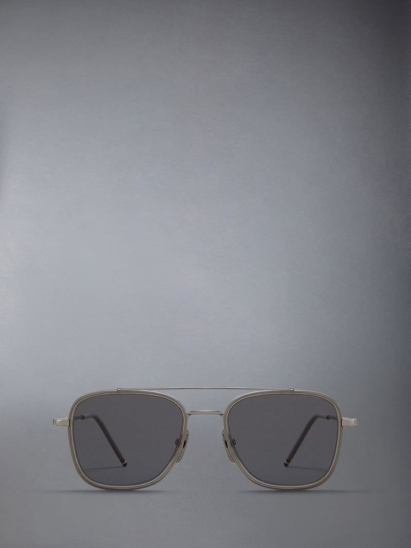 Acetate And Titanium Rectangular Aviator Sunglasses 1