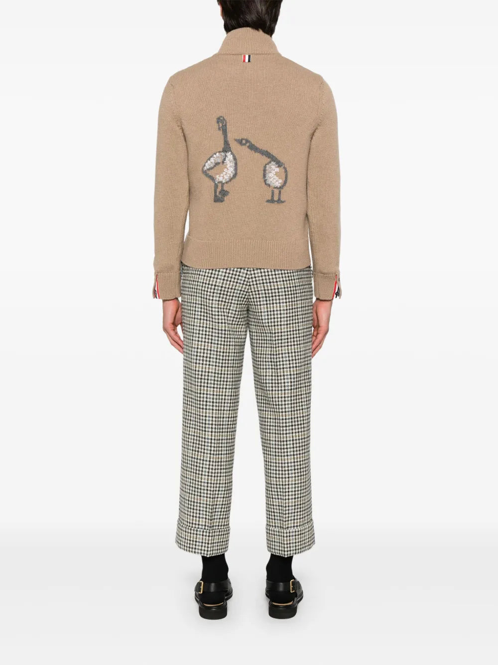 Geese Intarsia Mernio Wool Mock Neck Pullover Men - 2