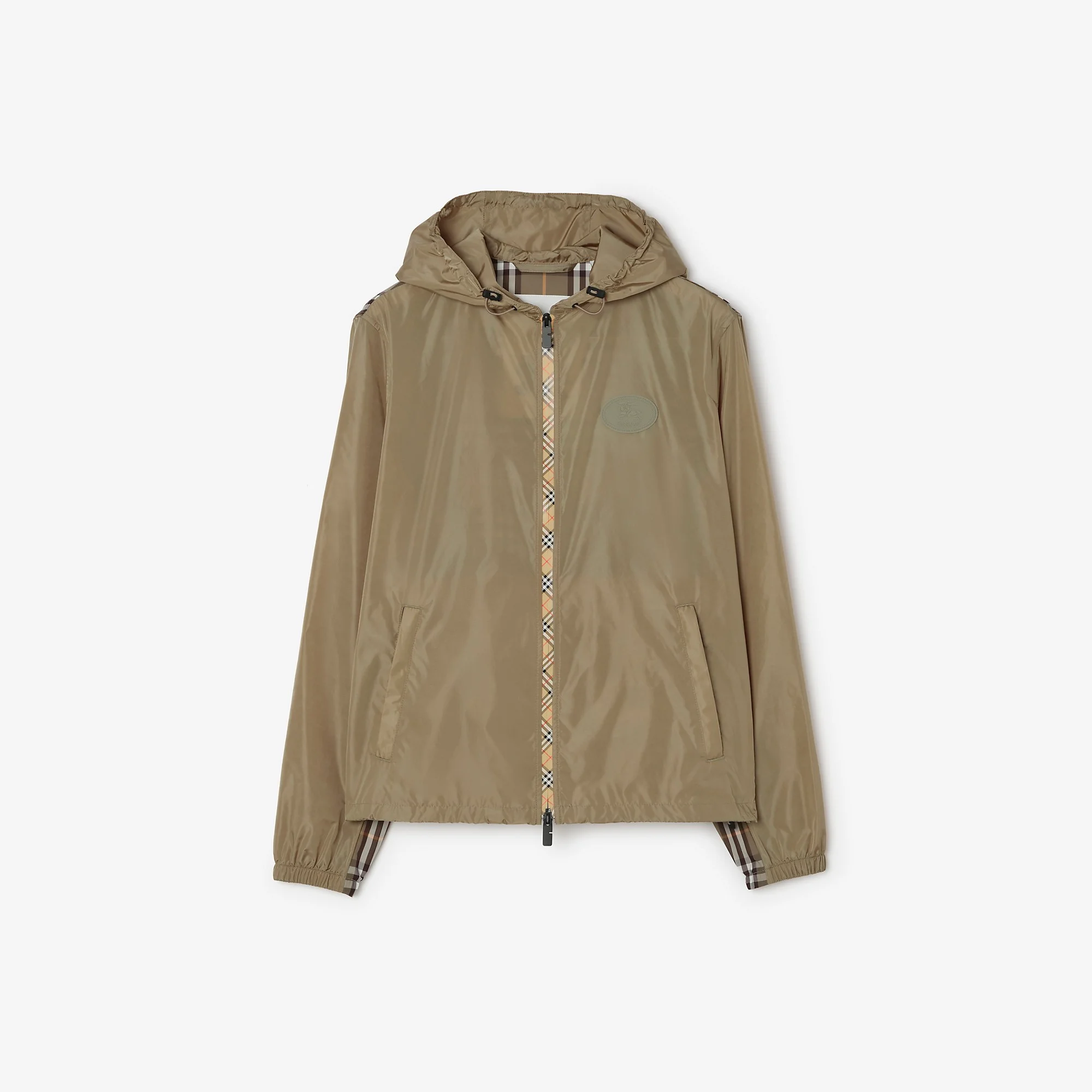 Check Trim Nylon Hooded Jacket - 1