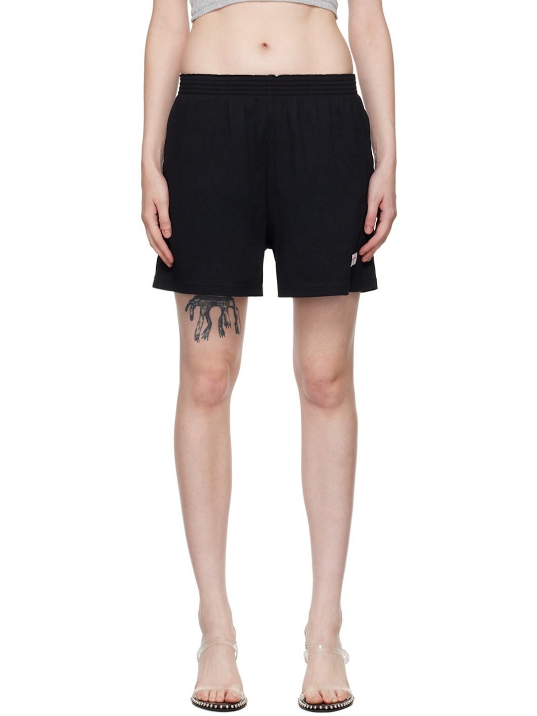 Black Logo Patch Shorts - 1