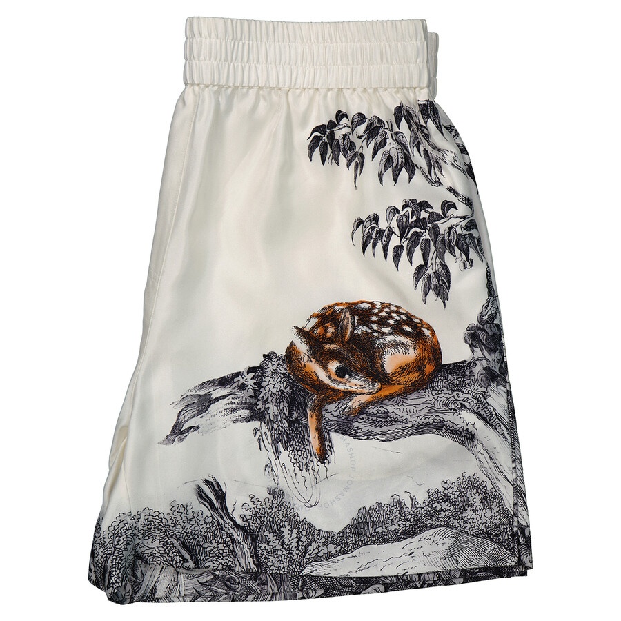 Burberry Ladies Deer Sketch Print Mulberry Silk Shorts - 7