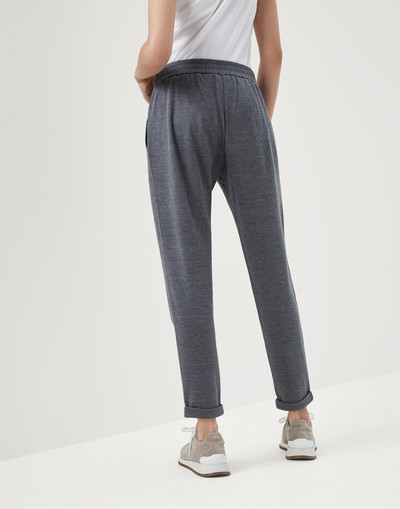 Brunello Cucinelli Cotton and silk interlock trousers with shiny pocket detail outlook