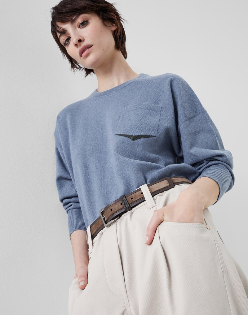 Cashmere sweater with shiny shadow pocket 4
