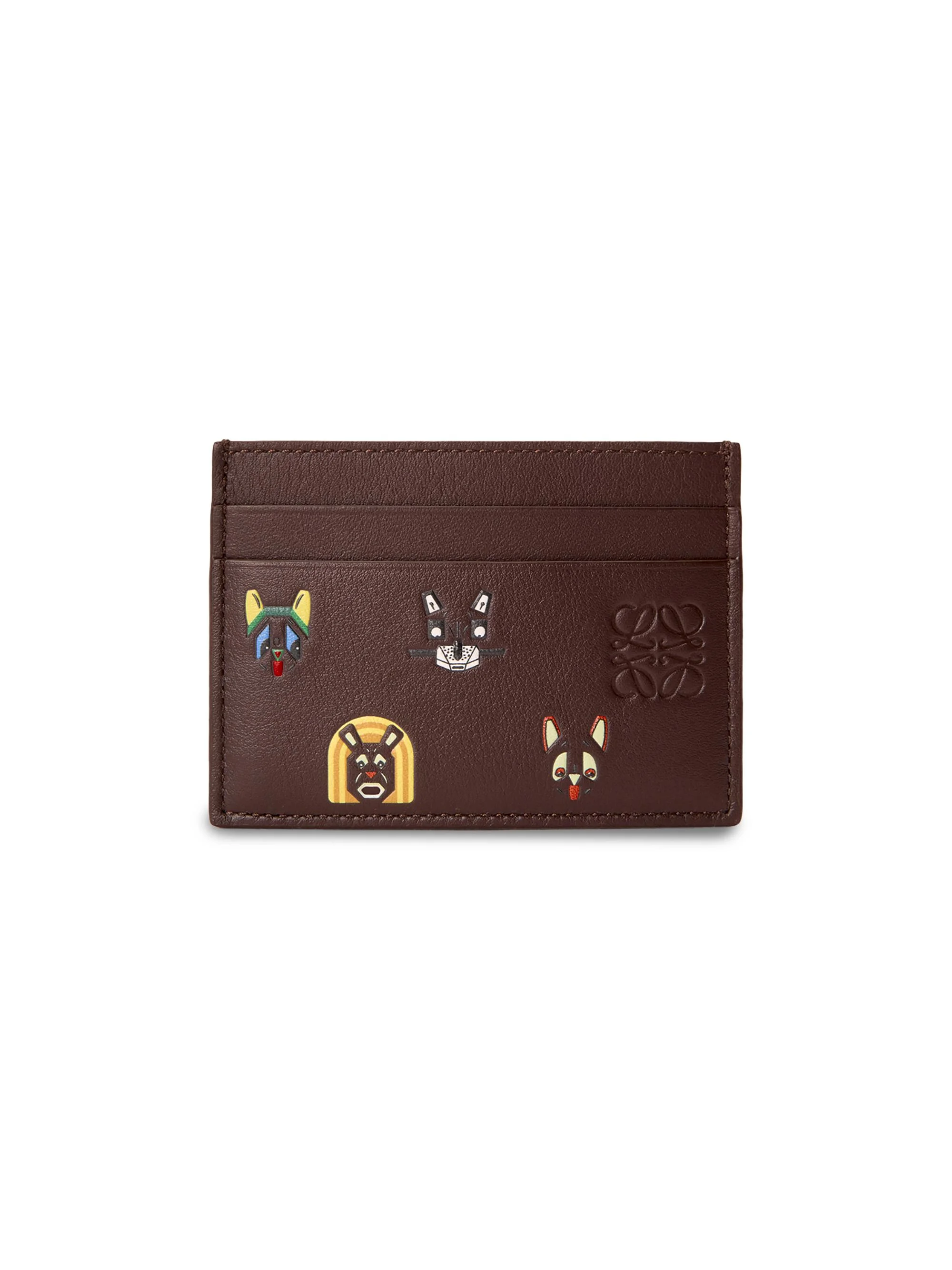 Men's LOEWE x Louis Wain Printed Leather Card Case - Brown - 1