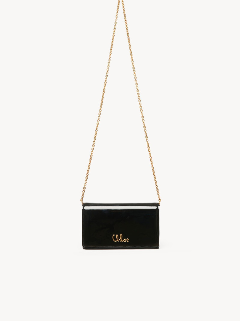 CHLOÉ ICONIC FLAP WALLET ON CHAIN IN PATENT LEATHER 1
