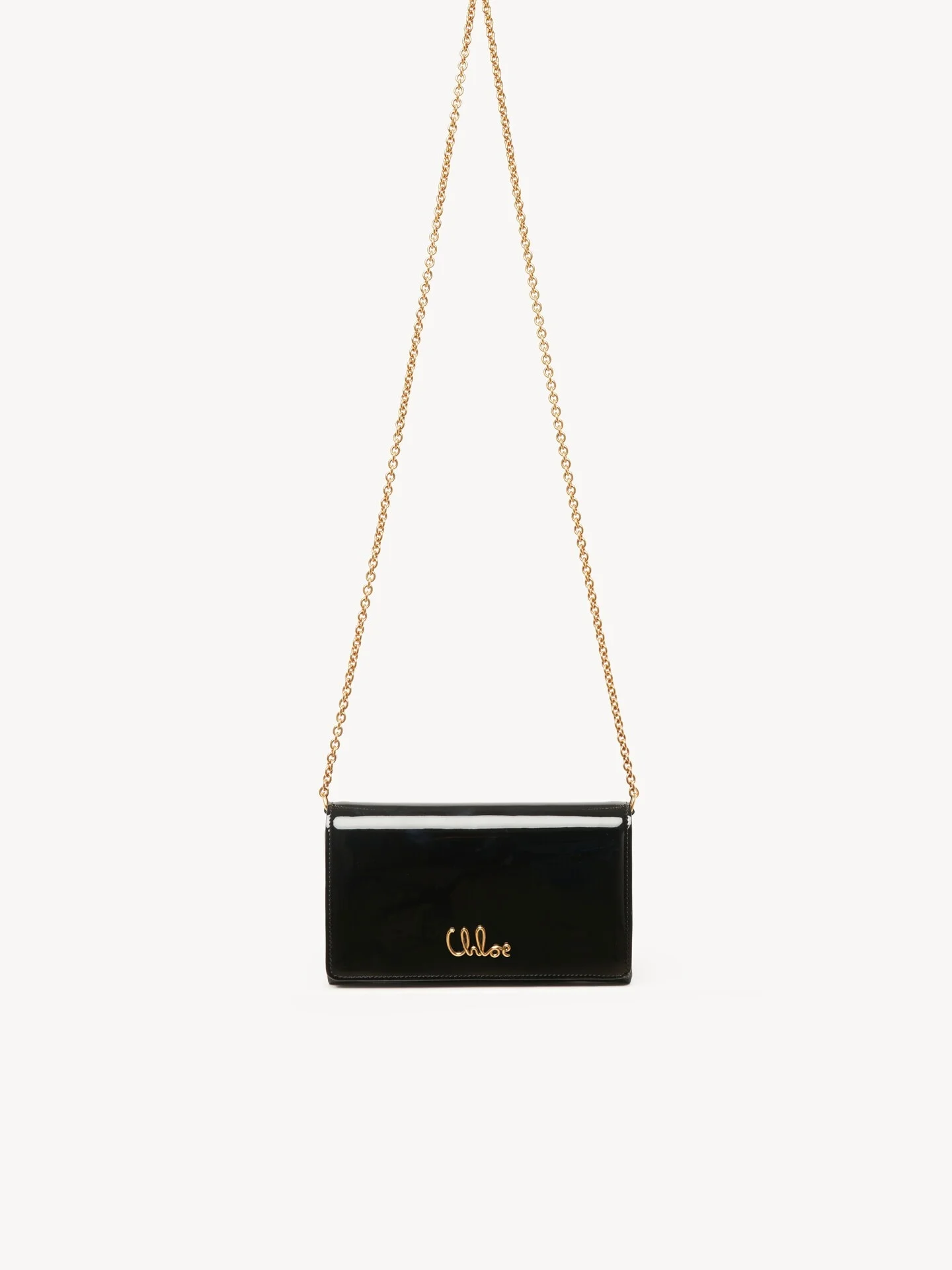 CHLOÉ ICONIC FLAP WALLET ON CHAIN IN PATENT LEATHER - 1