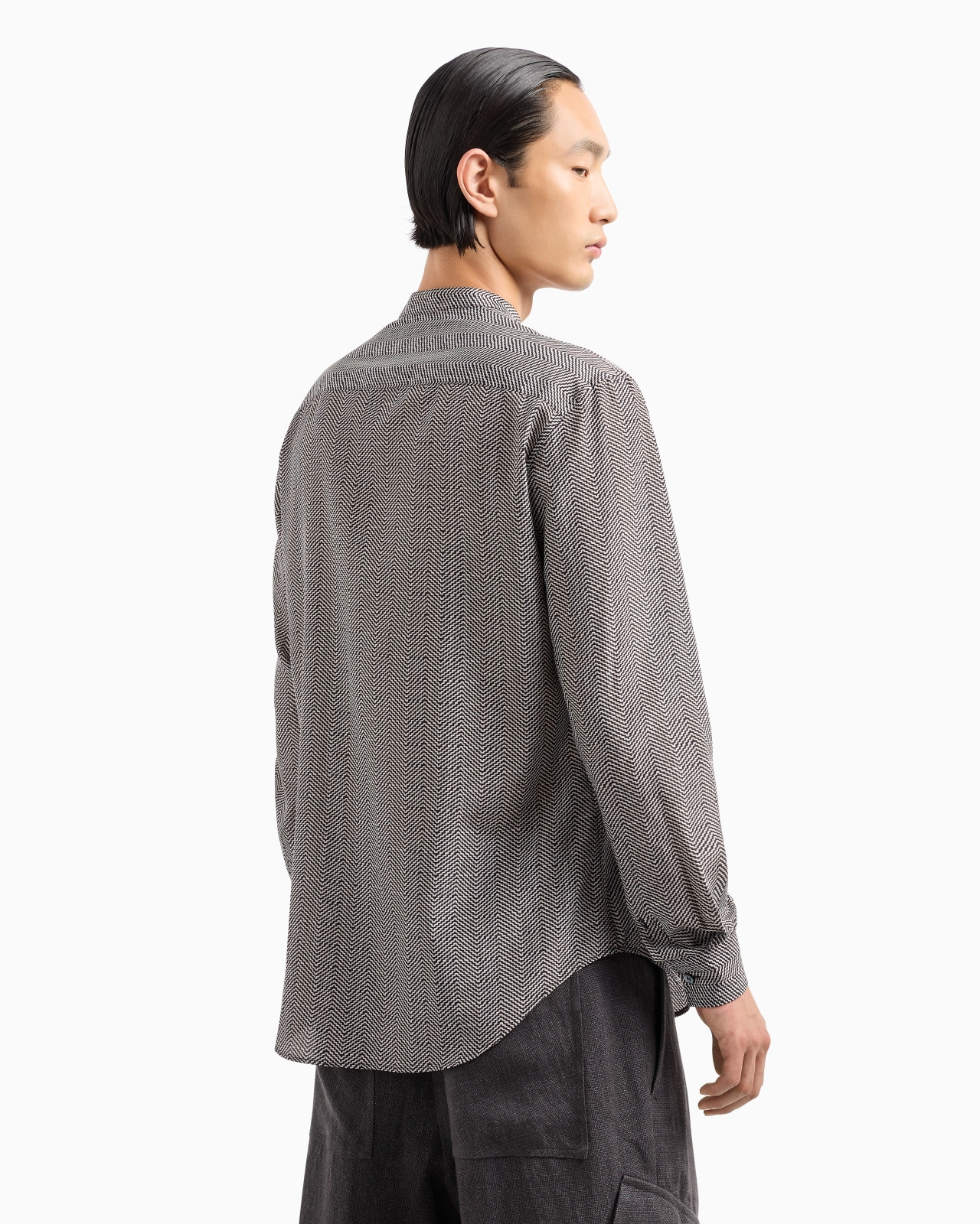 REGULAR-FIT CHEVRON-PRINT SILK AND COTTON SHIRT - 3