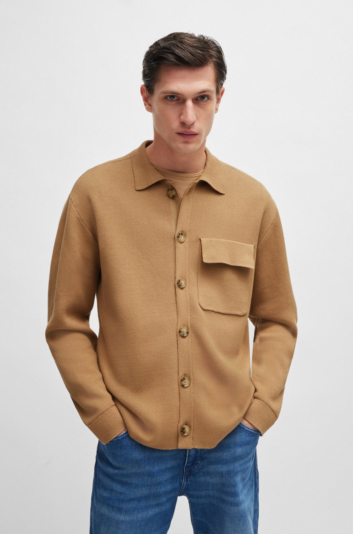 RELAXED-FIT KNITTED OVERSHIRT IN COTTON - 2
