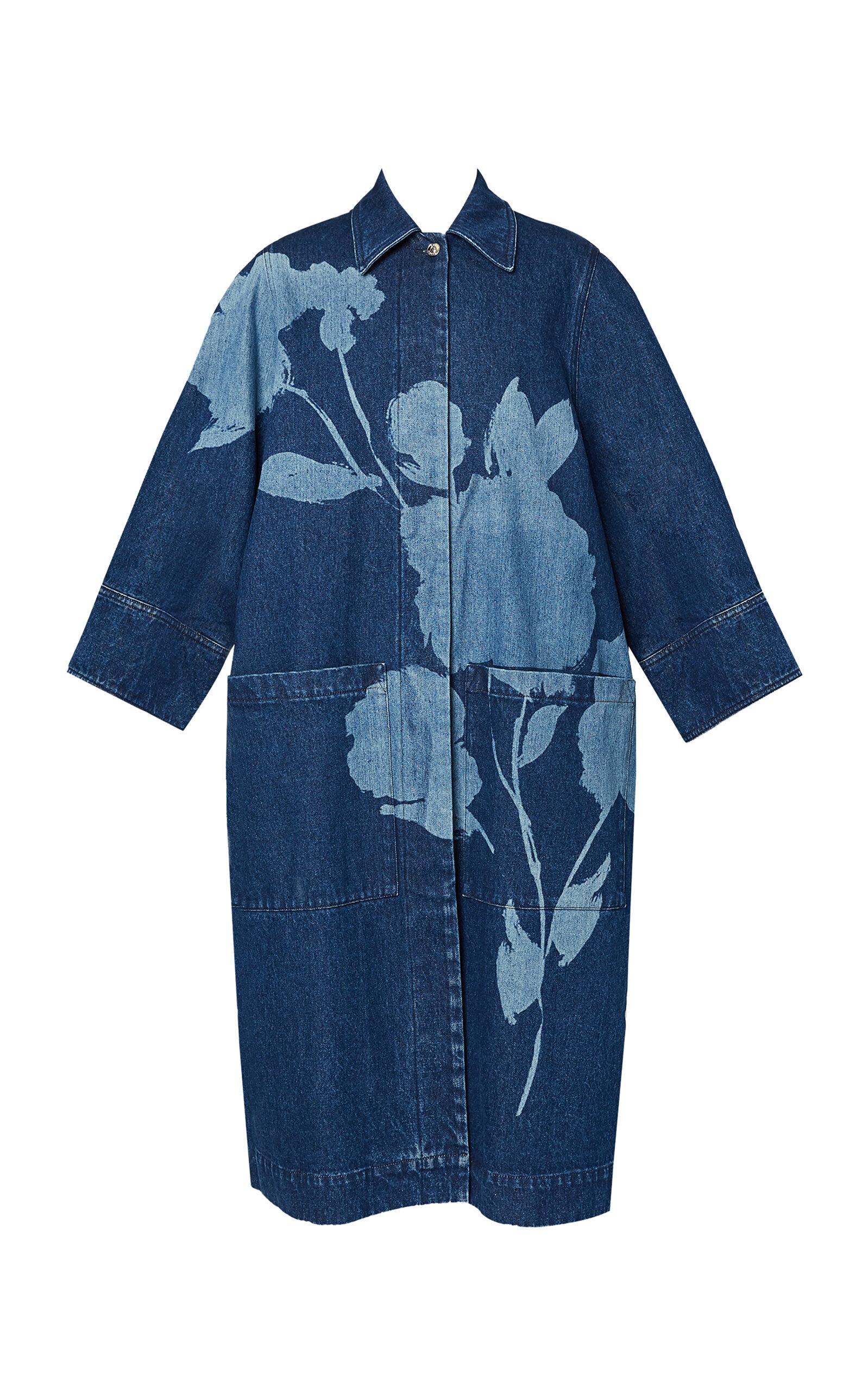 Denim Floral-Printed Coat blue - 1