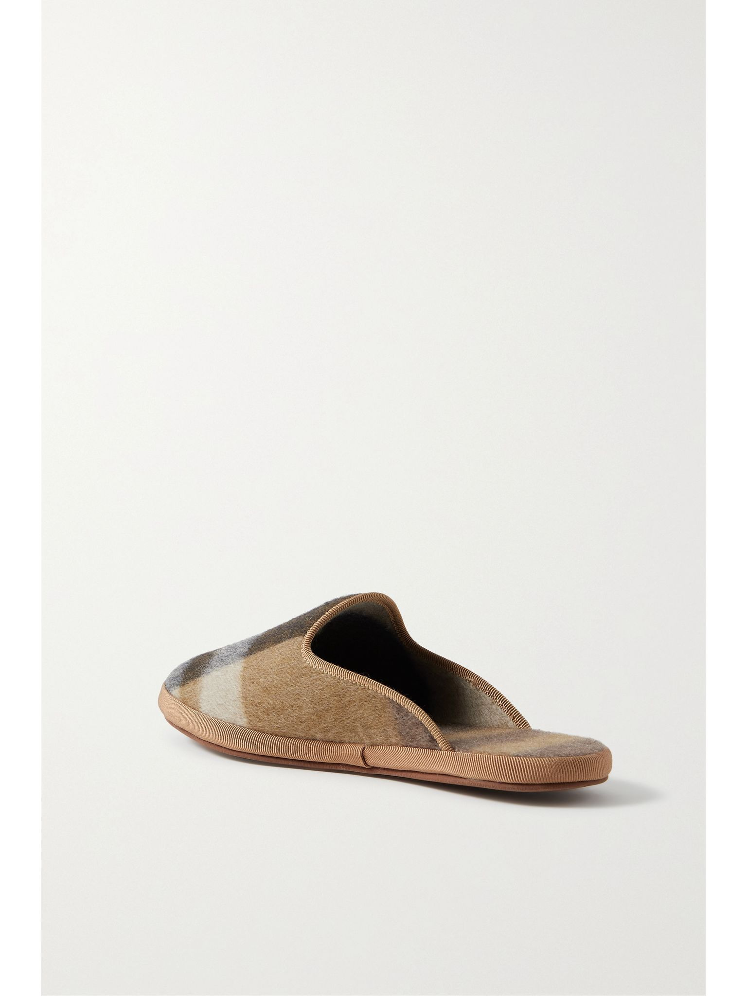 Open Venice checked cashmere slippers Beige - 3