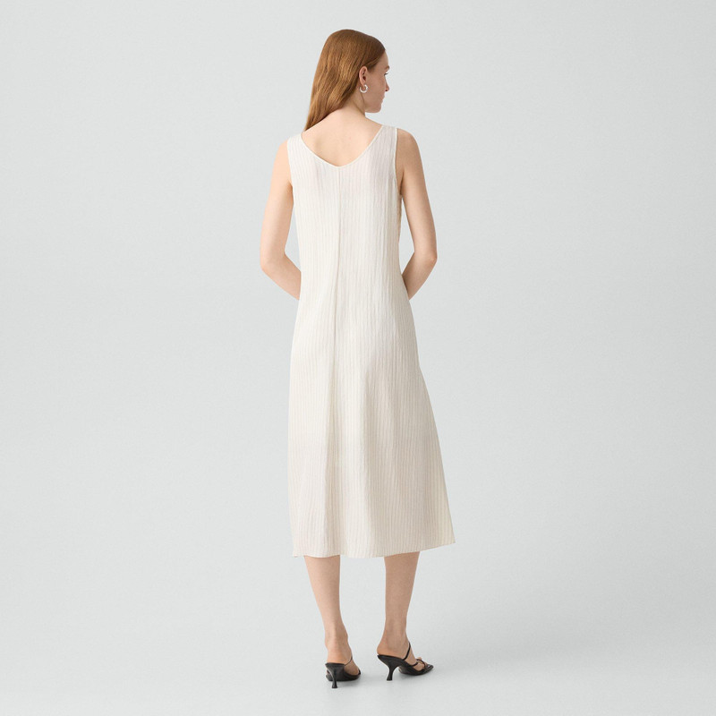 Theory Tie-Waist Tank Dress in Washed Stripe outlook