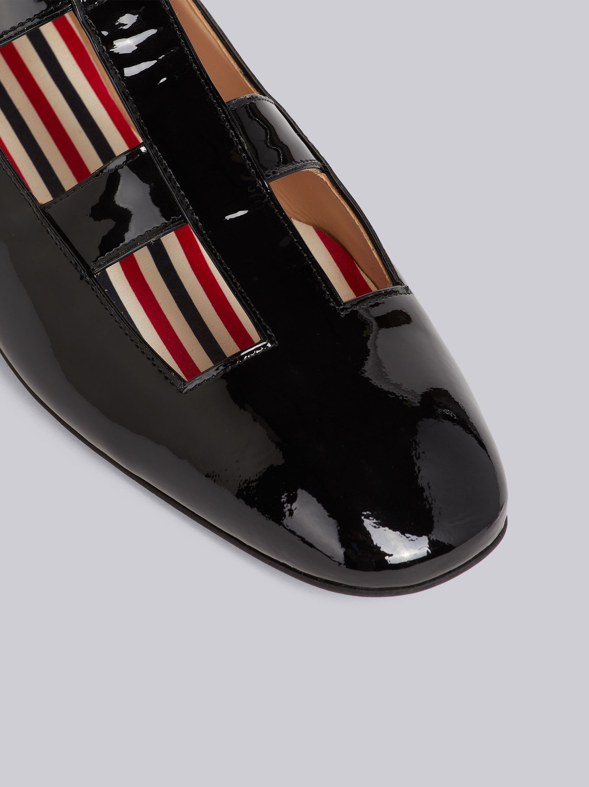 Black Soft Patent Calfskin T-bar Mary Jane Flat - 2