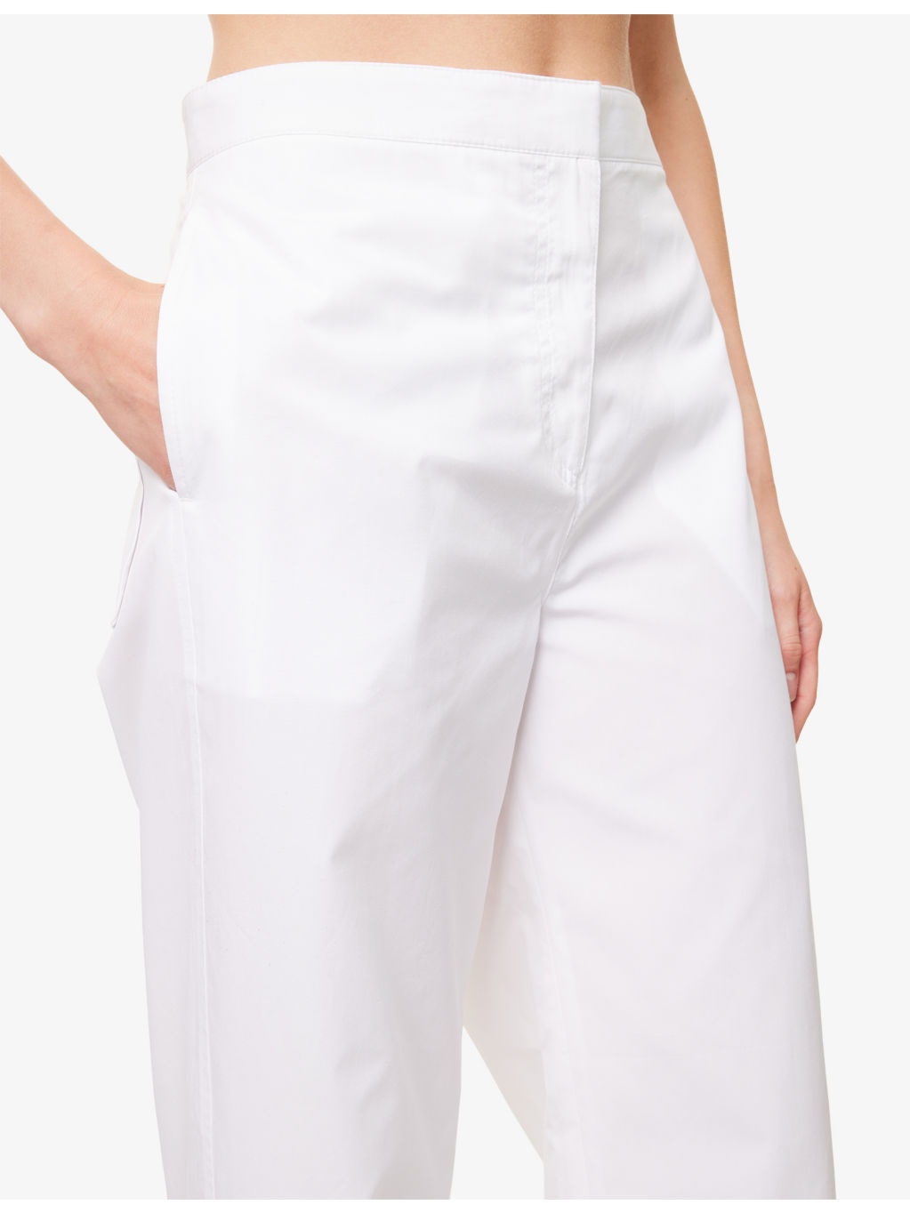Twisted Seam Mid-Rise Cotton Trousers - 5