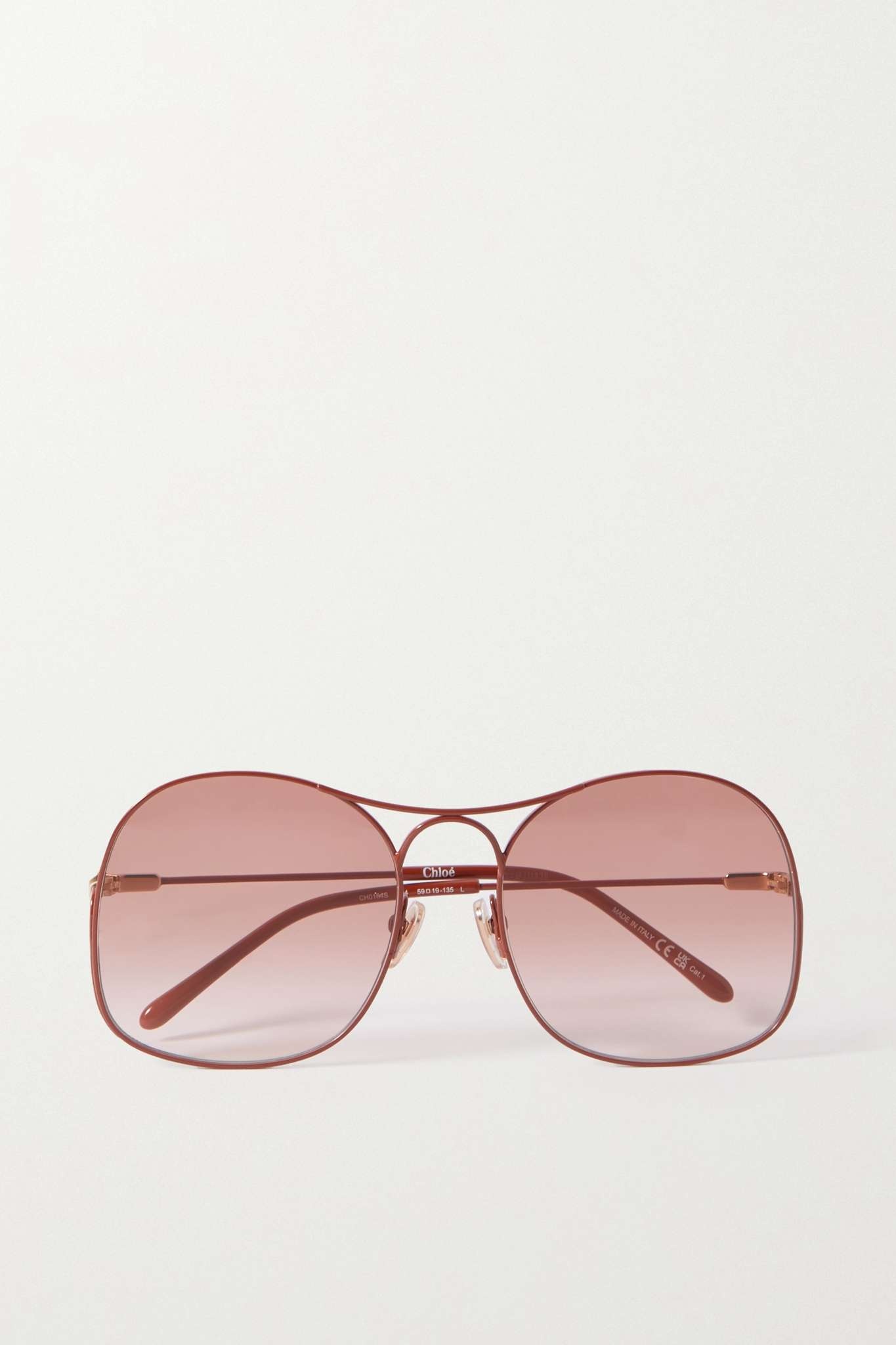 Elys oversized round-frame coated-metal sunglasses - 1