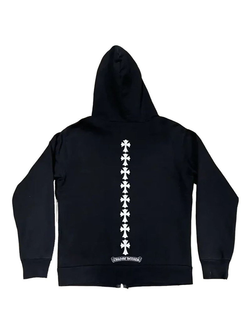 Chrome Hearts Triple Cross logo-print zip-up hoodie outlook