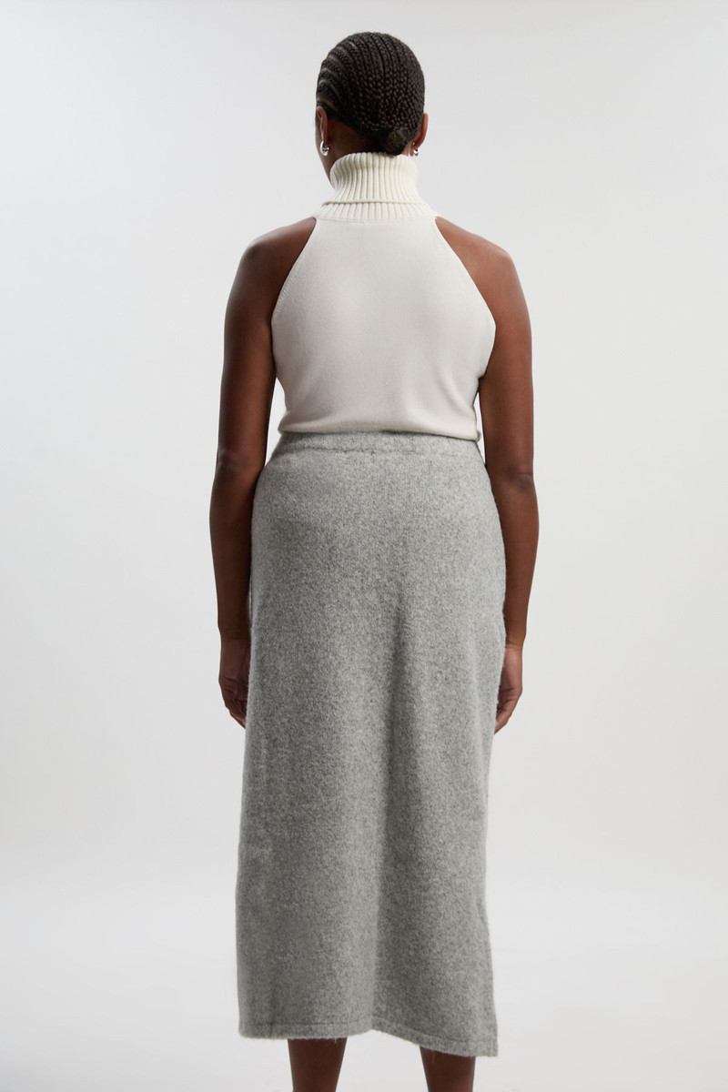 Plus Size Wool Blend Embellished Cosy Pencil Midi Skirt 4