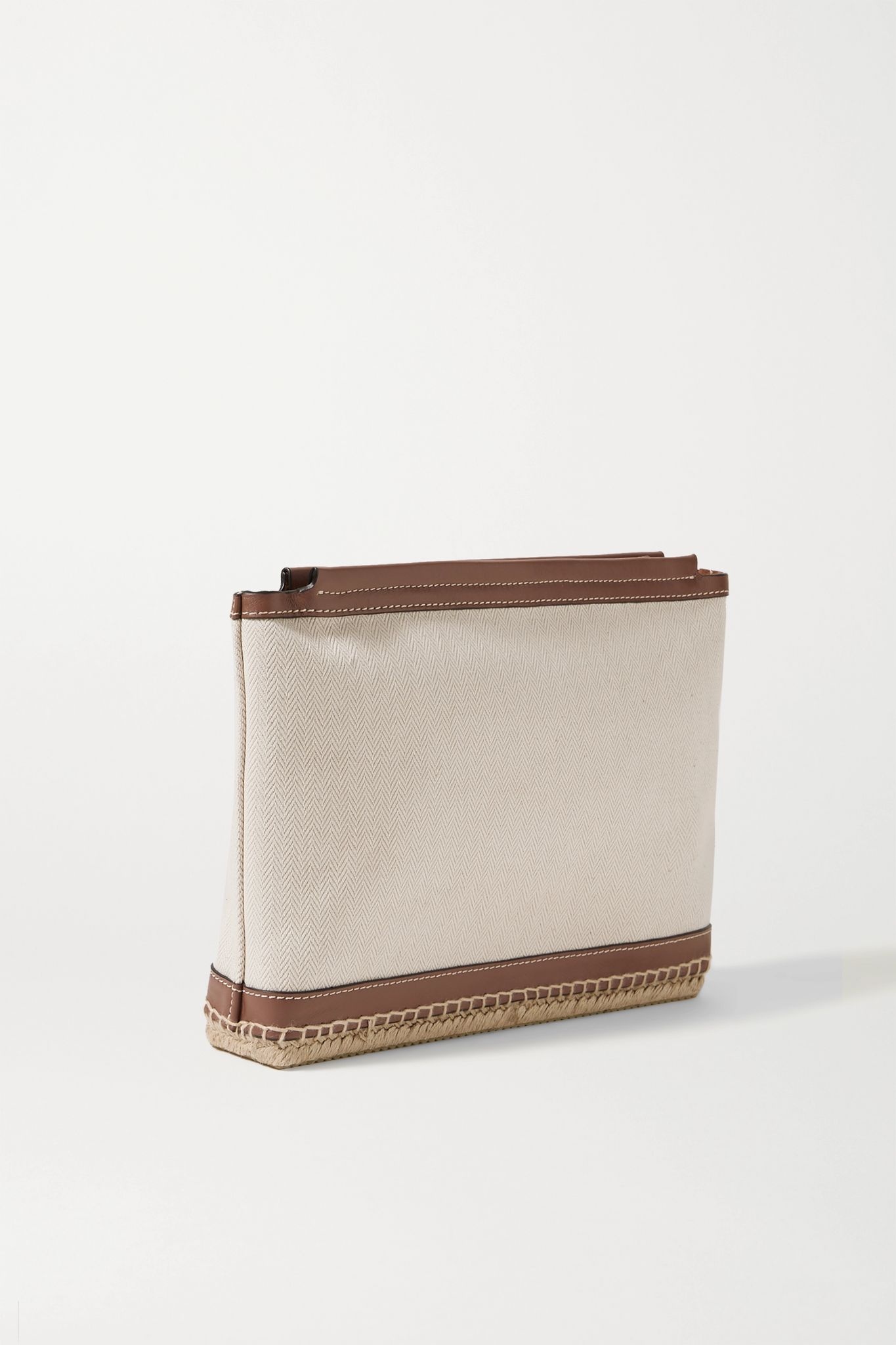 Espadrille leather and jute-trimmed canvas clutch - 3