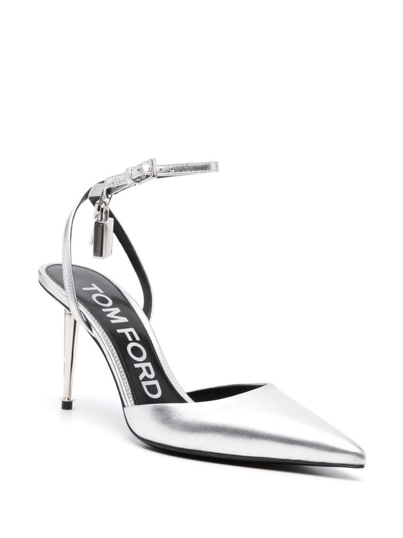 TOM FORD padlock-charm metallic pumps outlook