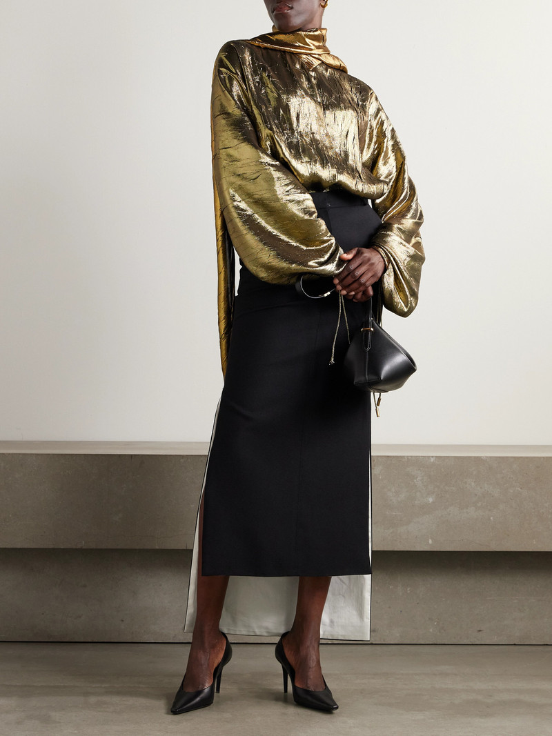 Lanvin Scarf-detailed Gathered Lamé Blouse outlook