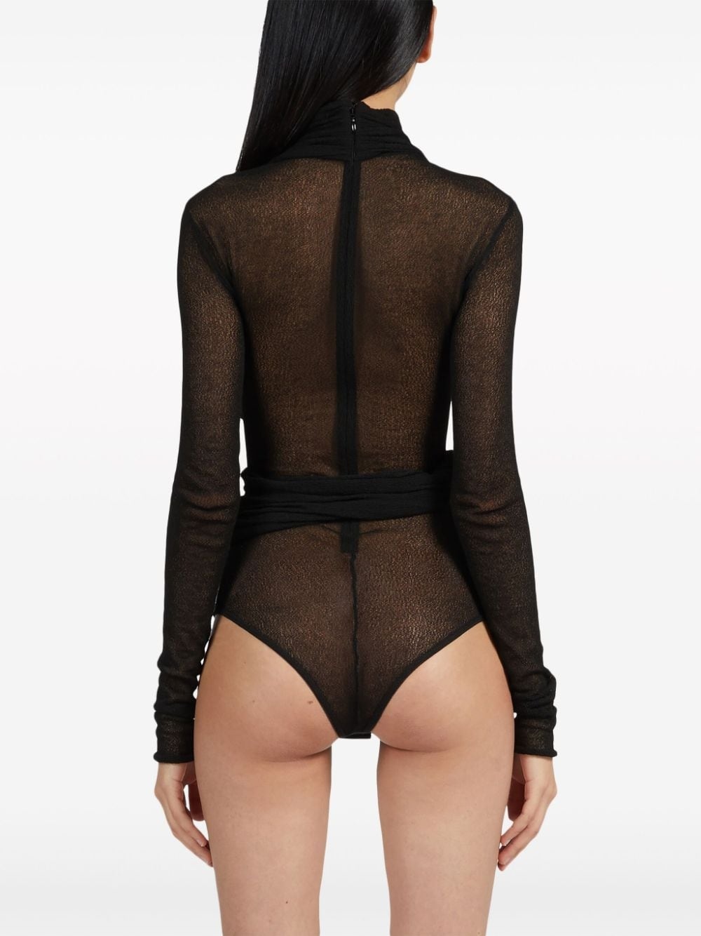 high-neck semi-sheer bodysuit - 4