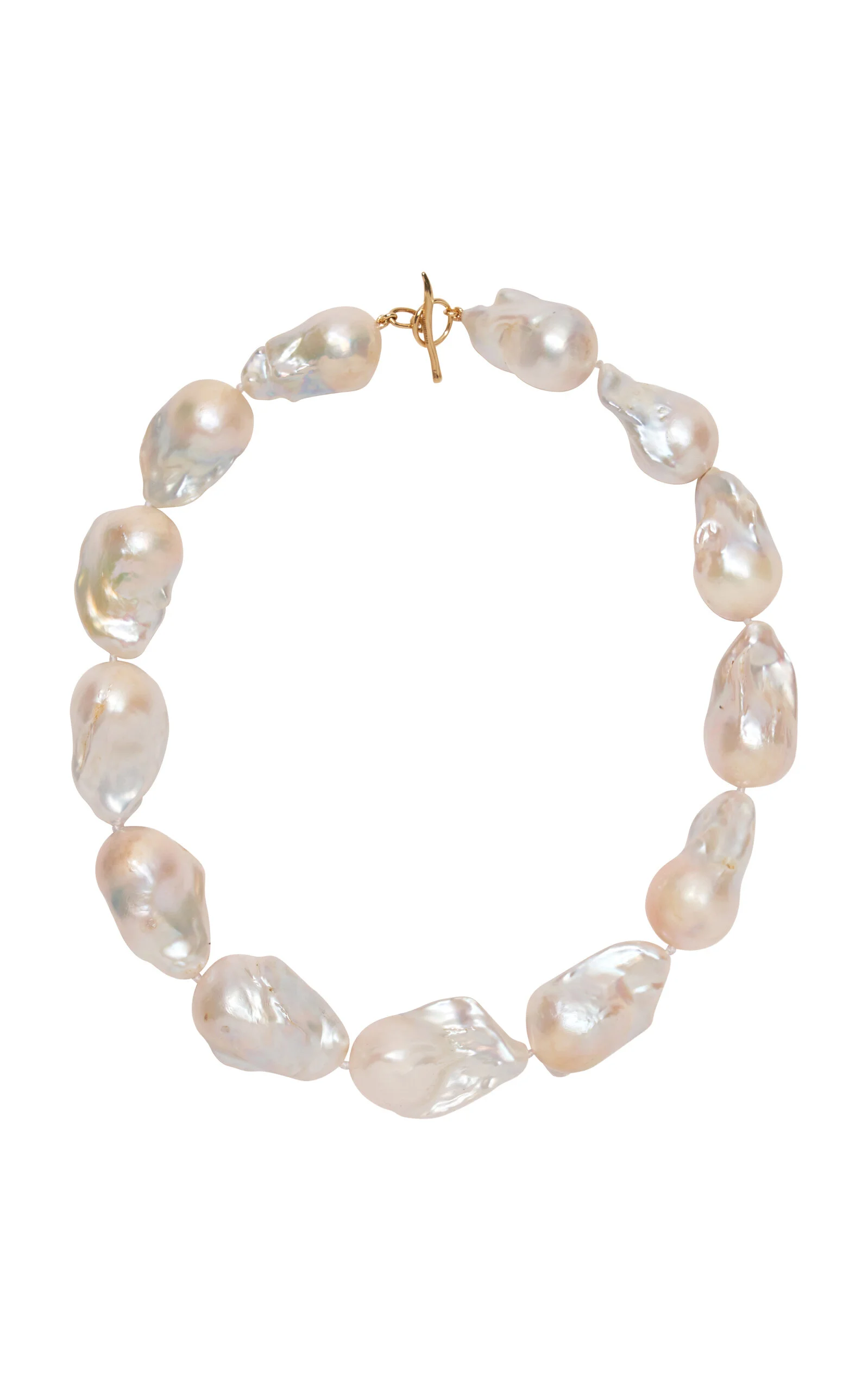 Extra Large White Baroque Pearl & 14K Gold Necklace white - 1
