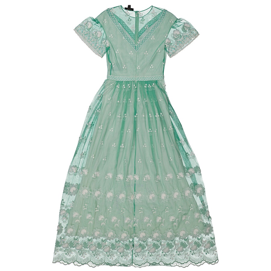 Burberry Ladies Round-neck Embroidered-tulle Dress - 6
