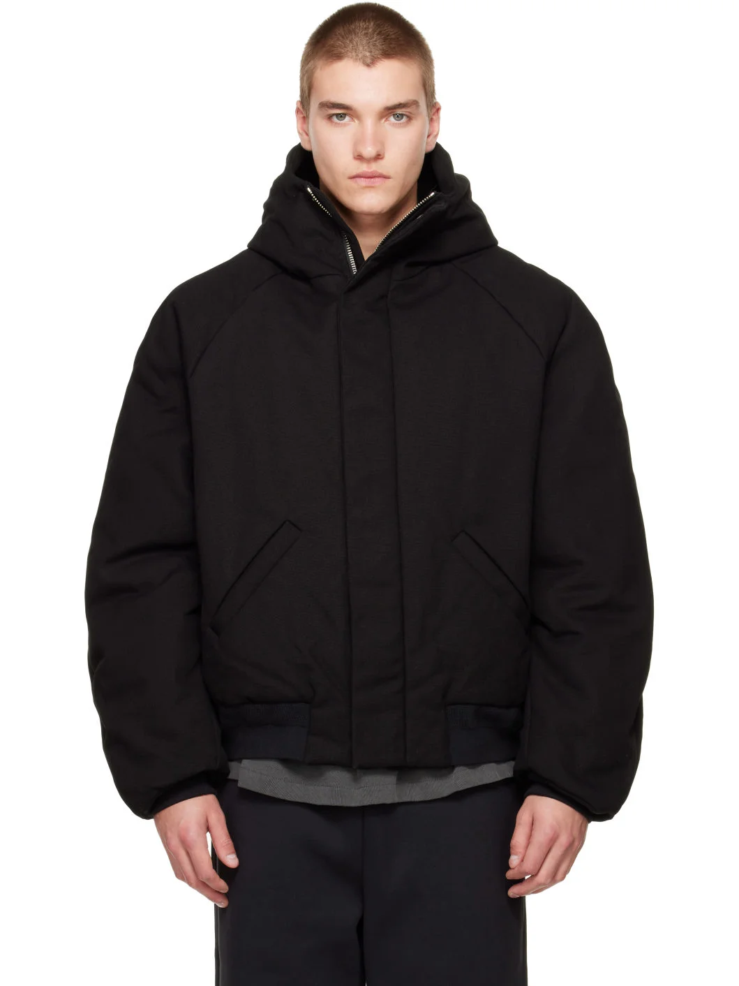 Black Orb Puffer Coat - 1