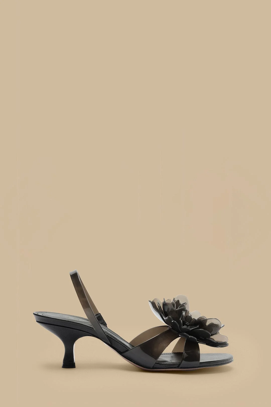 Black Flower Jelly Kitten Sandal - 1