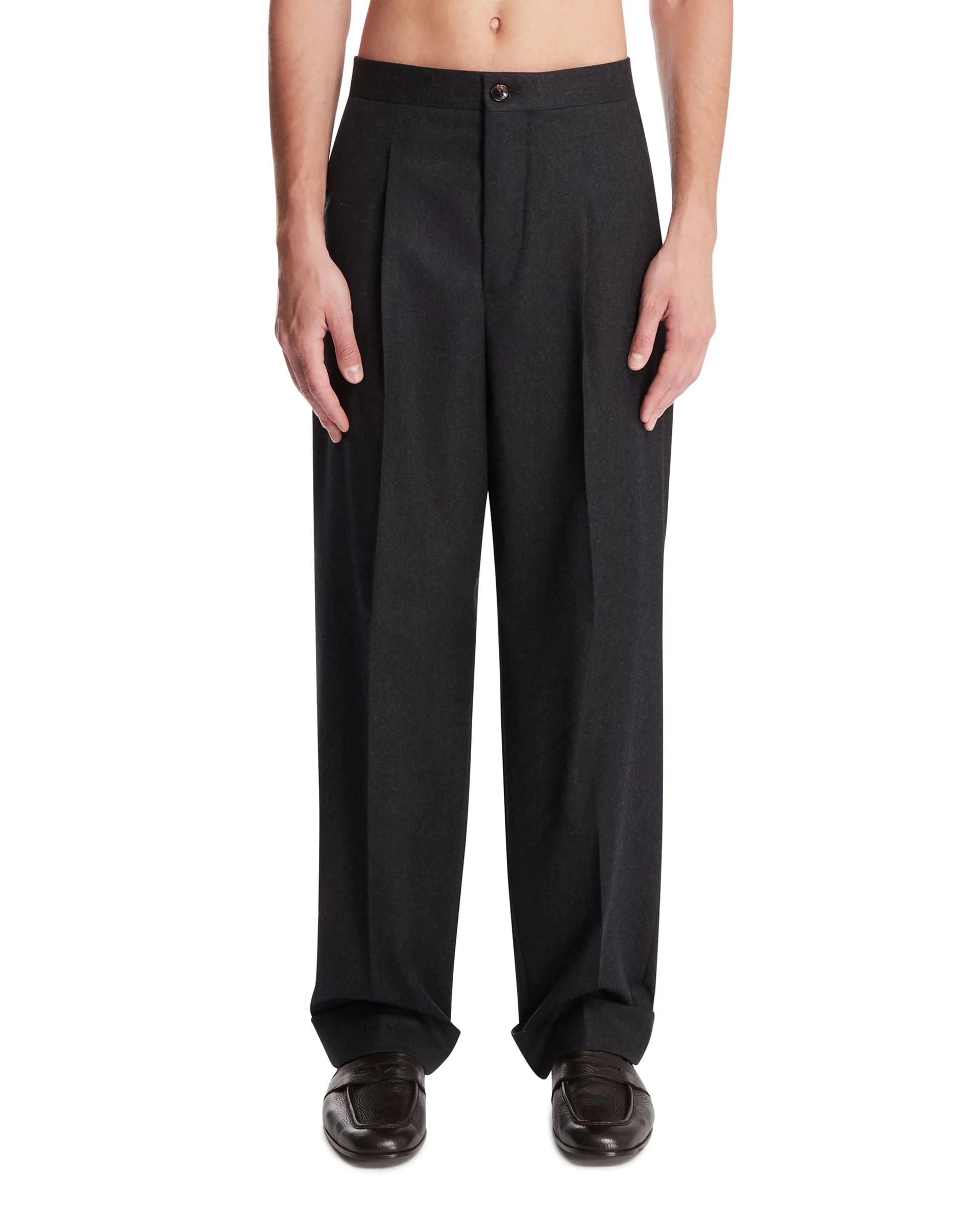 Gray Wool Tailored Trousers - 1