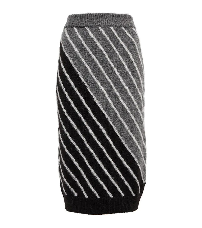 Alpaca wool-blend striped midi skirt - 1