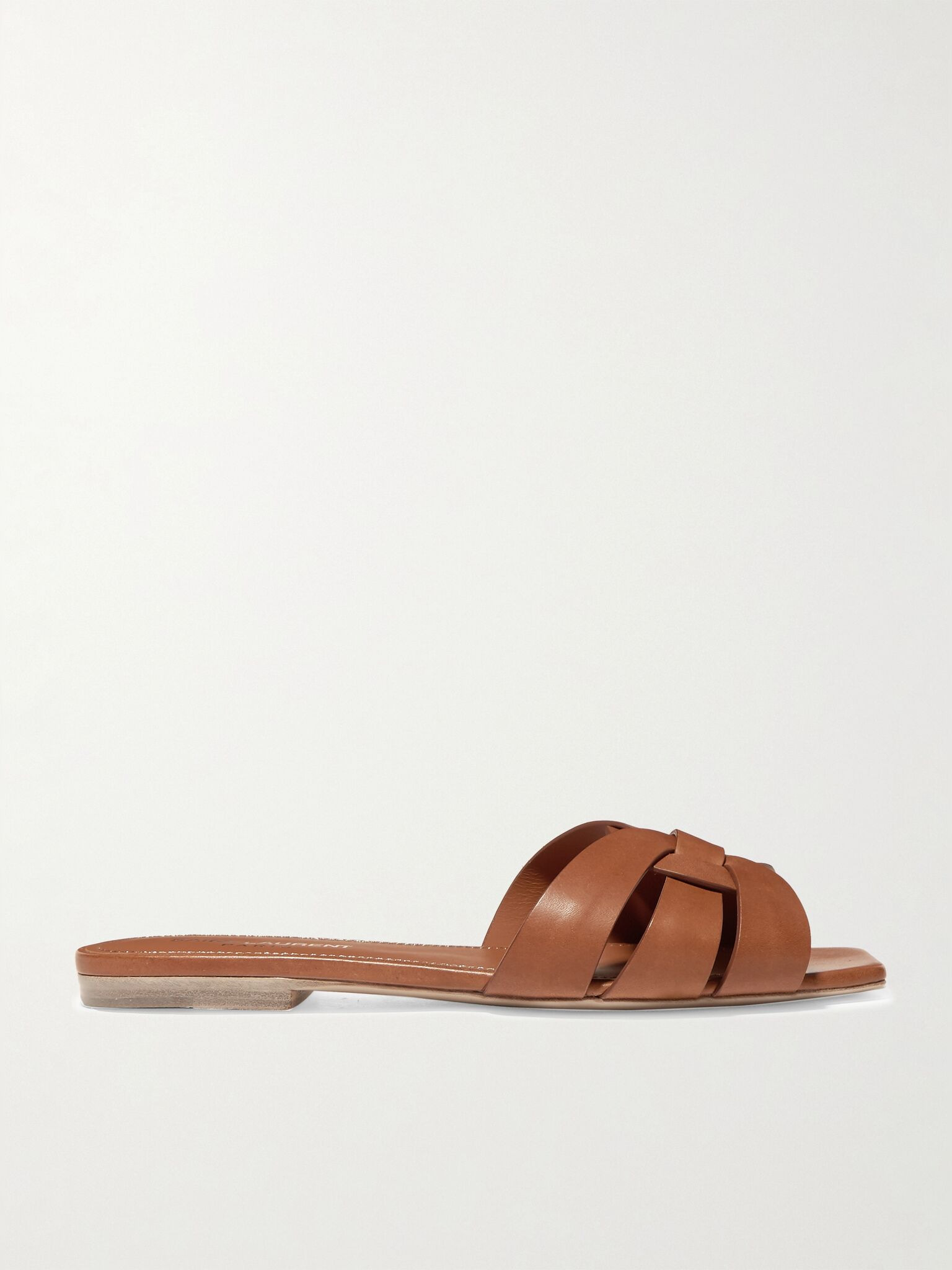Tribute woven leather slides Tan - 1