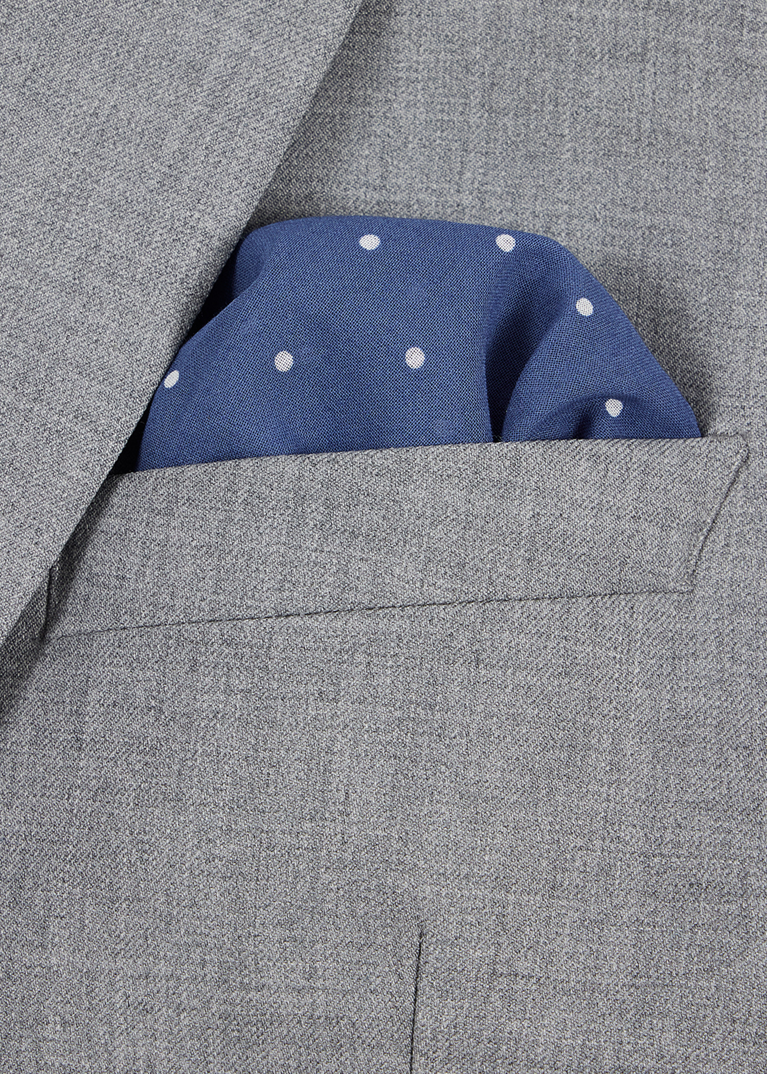 Blue Polka Dot Cotton Pocket Square - 2