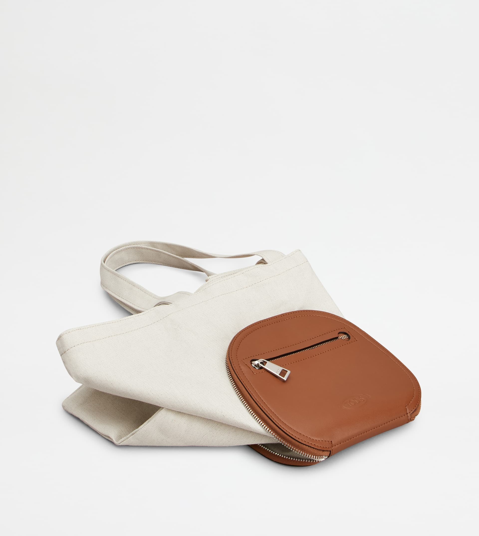 FOLDABLE BAG IN CANVAS AND LEATHER - BROWN - 3
