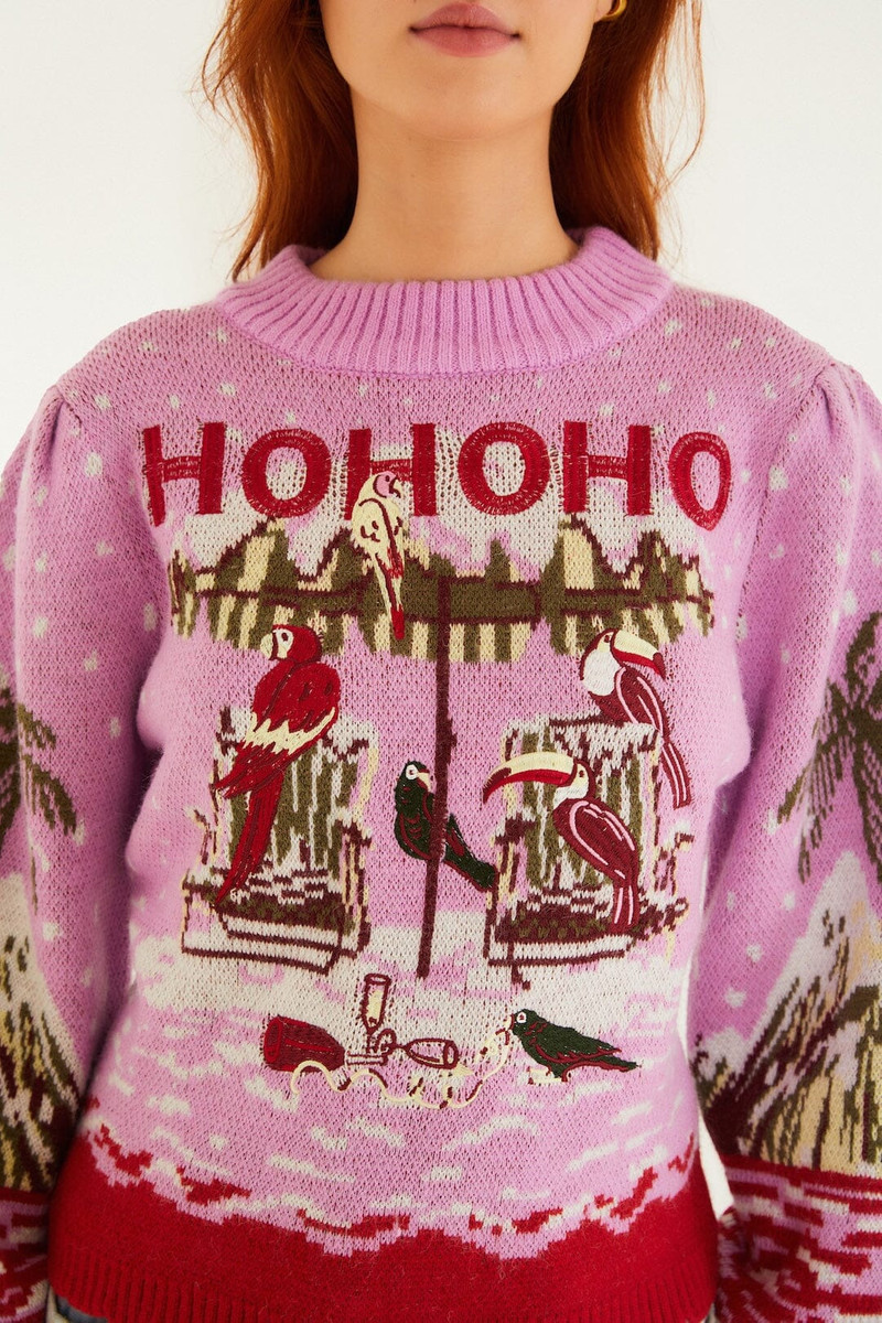 FARM RIO Pink From Sand To Snow Knit Sweater outlook