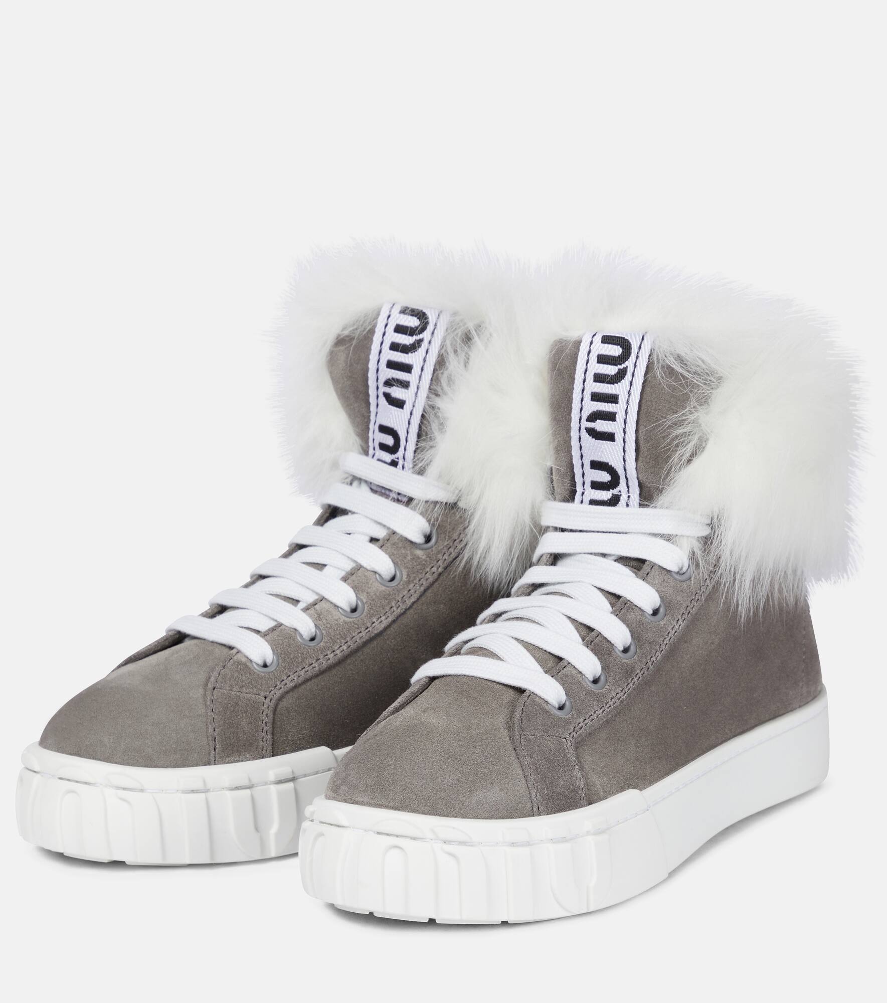 Shearling-lined suede sneakers - 5