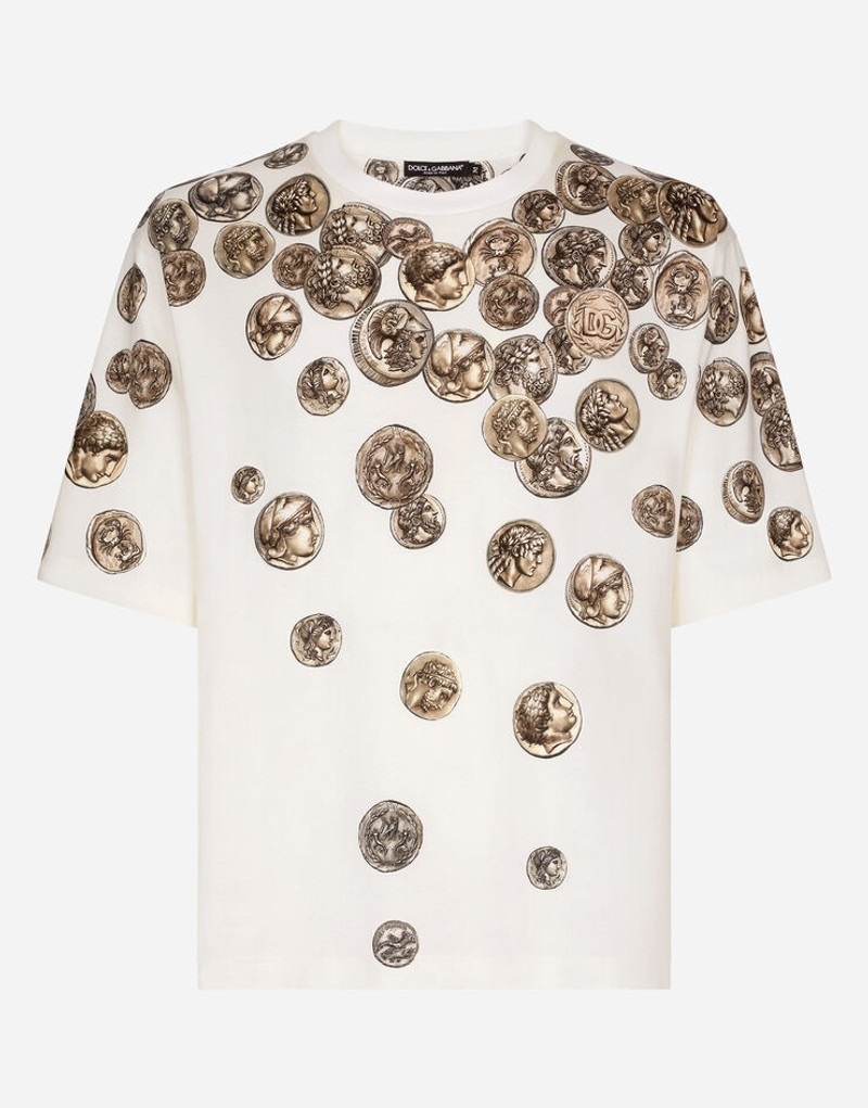 Coin print cotton T-shirt 1
