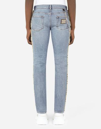 Dolce & Gabbana Skinny stretch jeans with keychain and DG pendants outlook