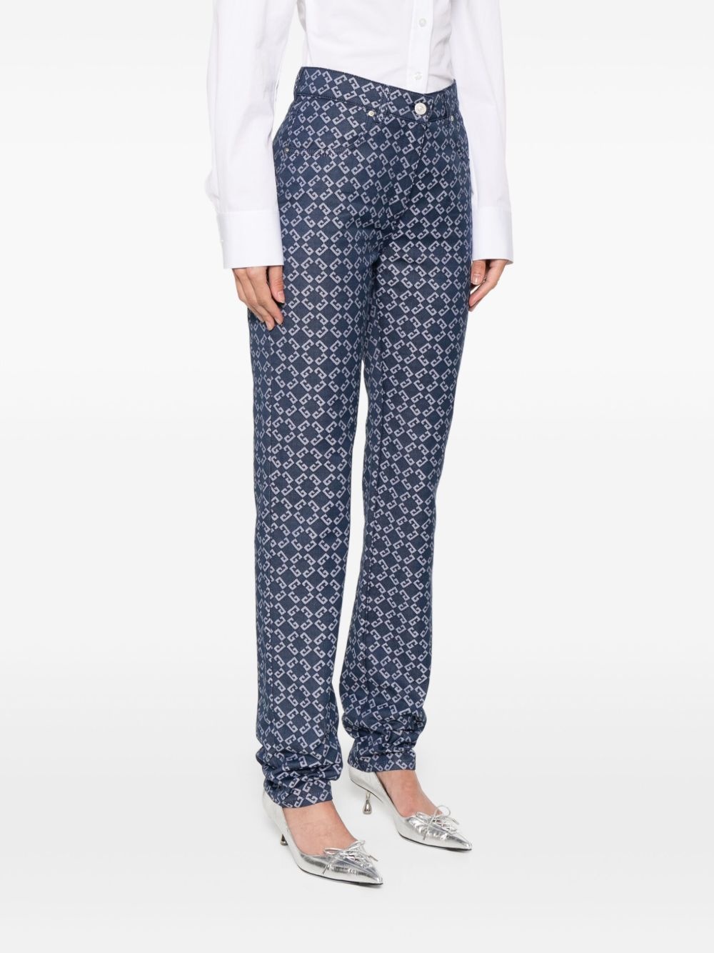 logo-jacquard jeans - 3