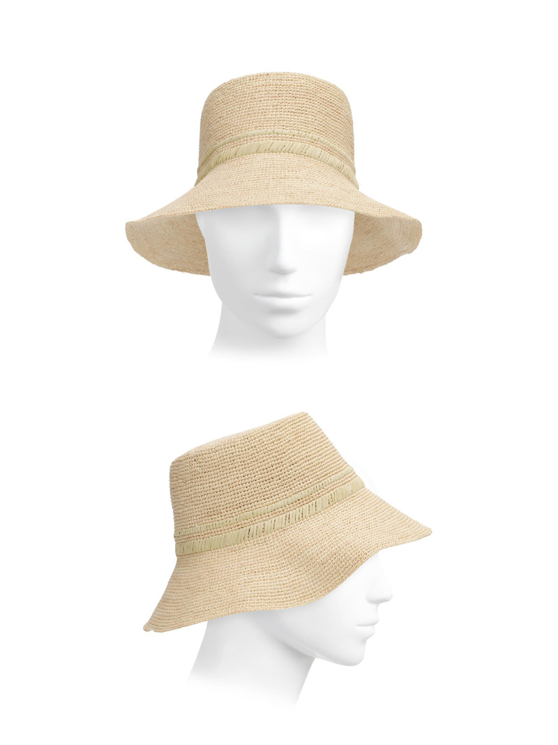 Women's Jade Rollable Raffia Bucket Hat - Natural Sage 3