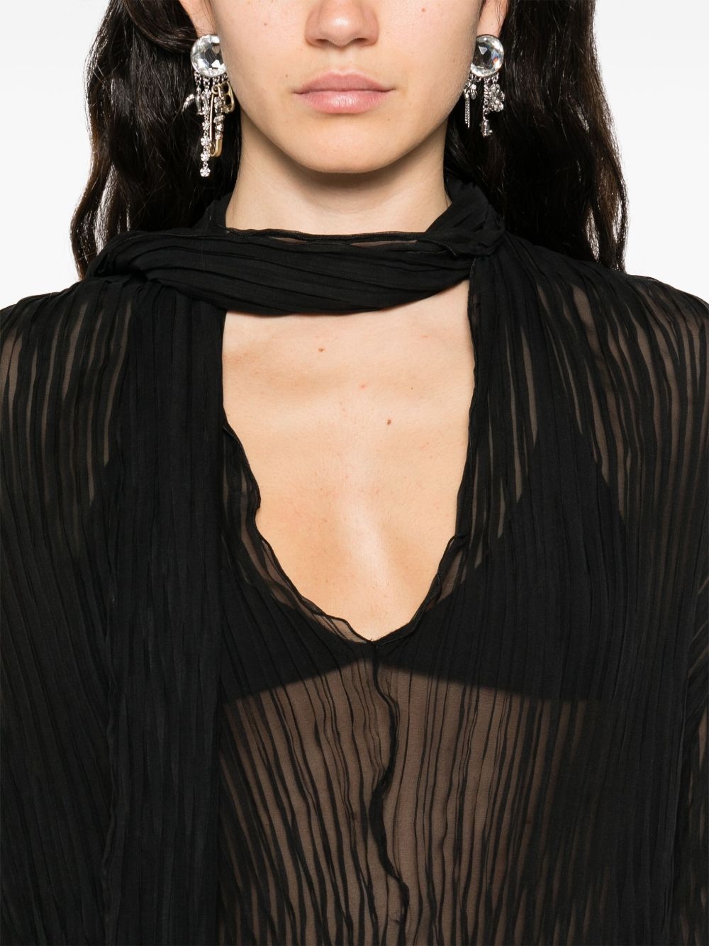 pleated silk blouse - 5