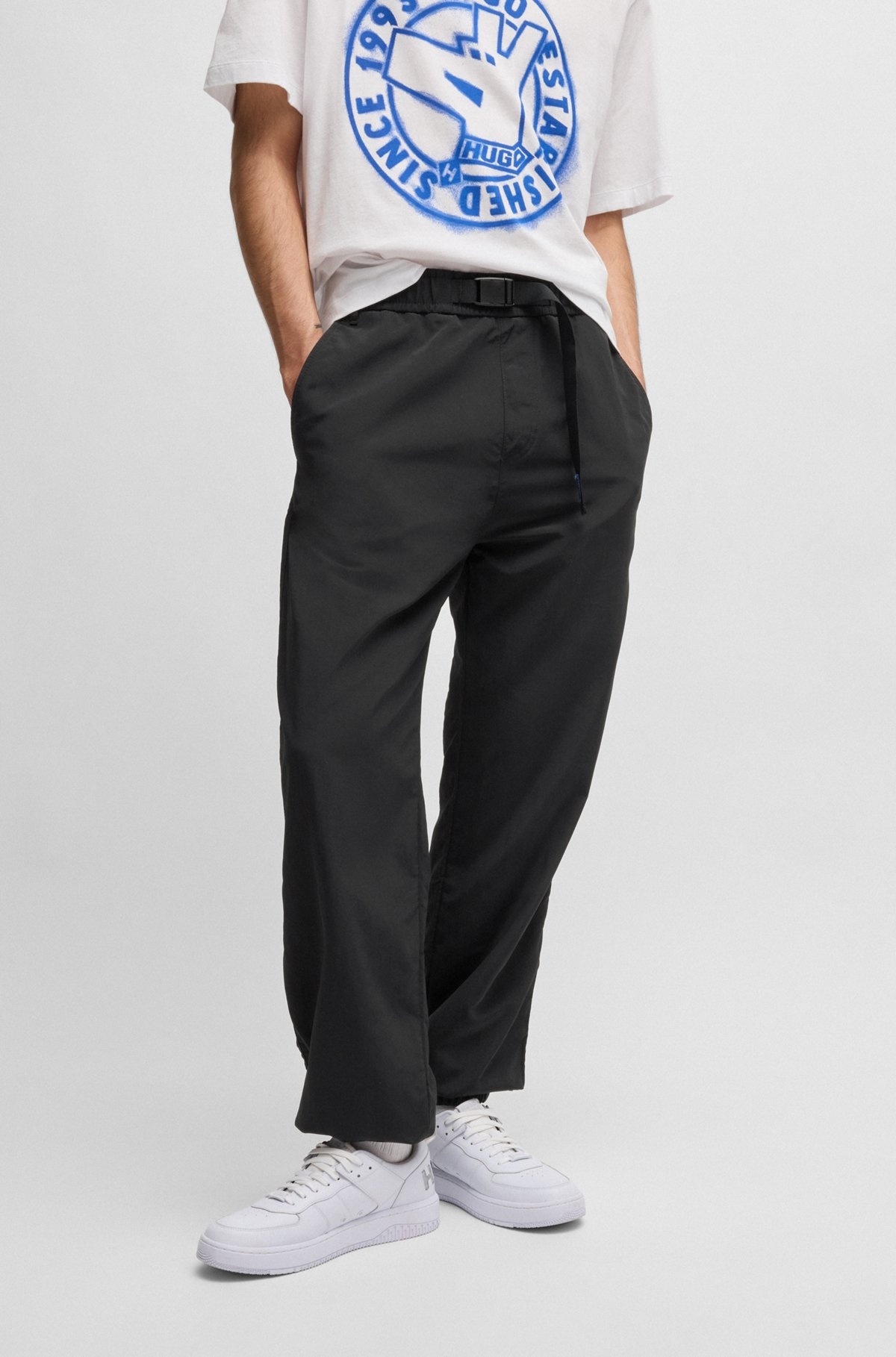 WATER-REPELLENT TROUSERS WITH ADJUSTABLE BELT - 2
