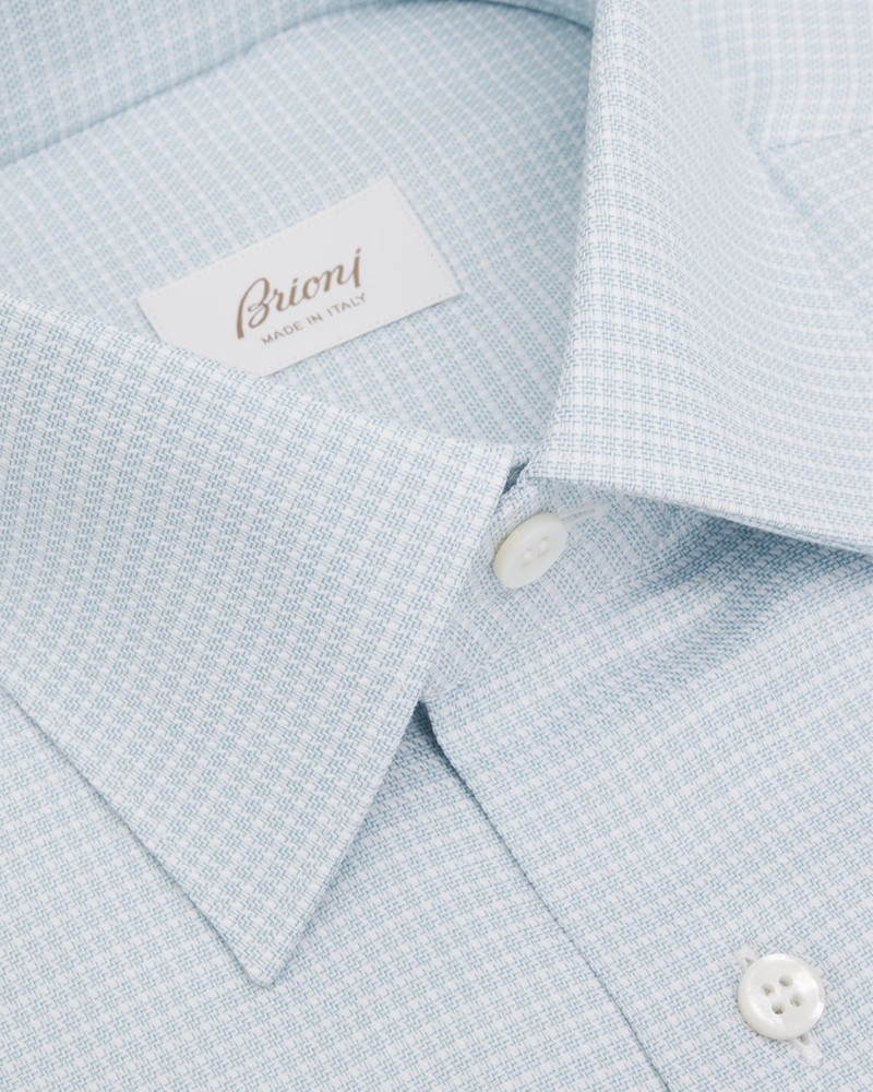 Brioni Men's Cotton Textured-Check Point Collar Dress Shirt outlook