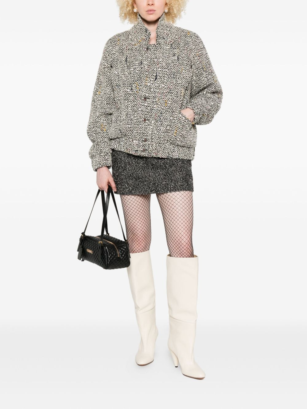 tweed speckled bomber jacket - 2