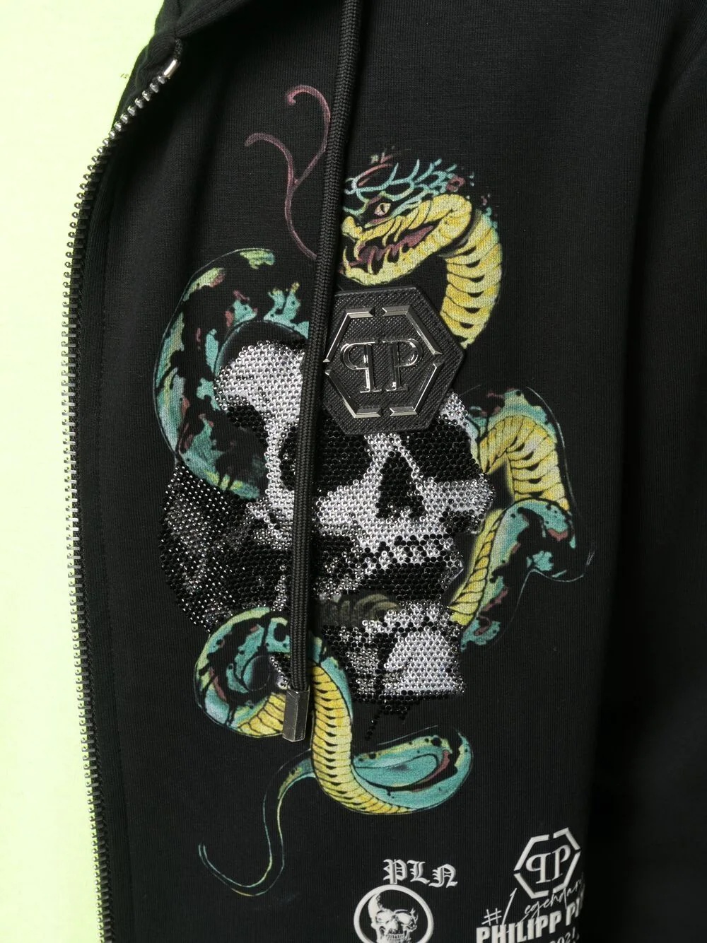 studded-logo tattoo print hoodie - 5