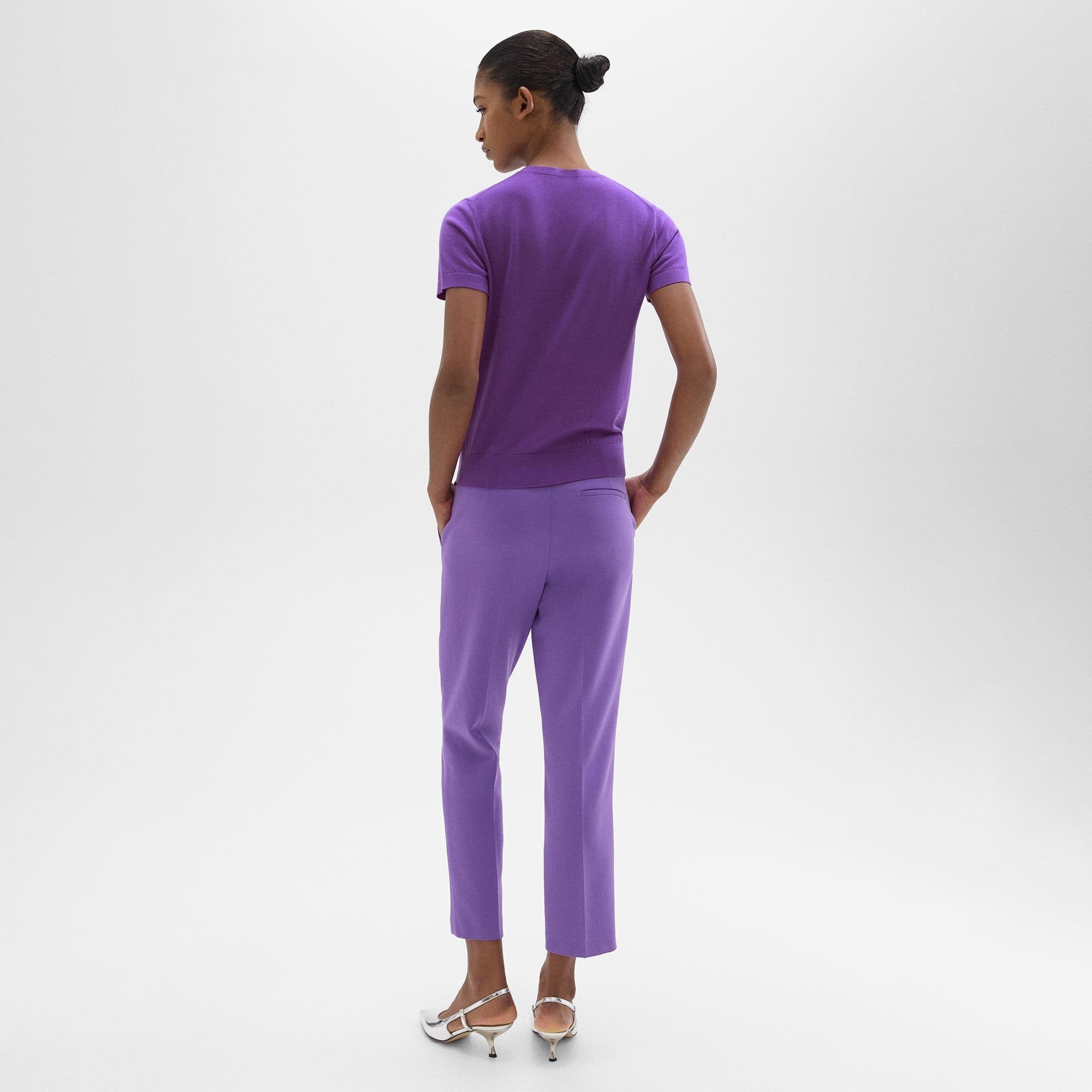 High-Waist Slim Crop Pant in Admiral Crepe - 4