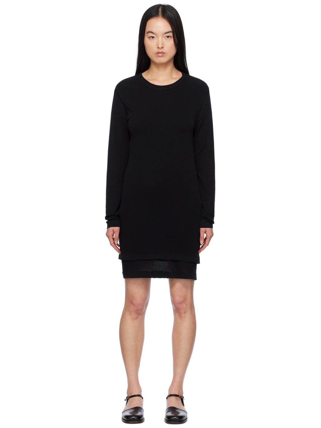 LEMAIRE ダブルレイヤーニットミニドレス DR1066LK1016 BK999 XSサイズあり【Glossy/グロッシー】ラメニット/ バストジップ