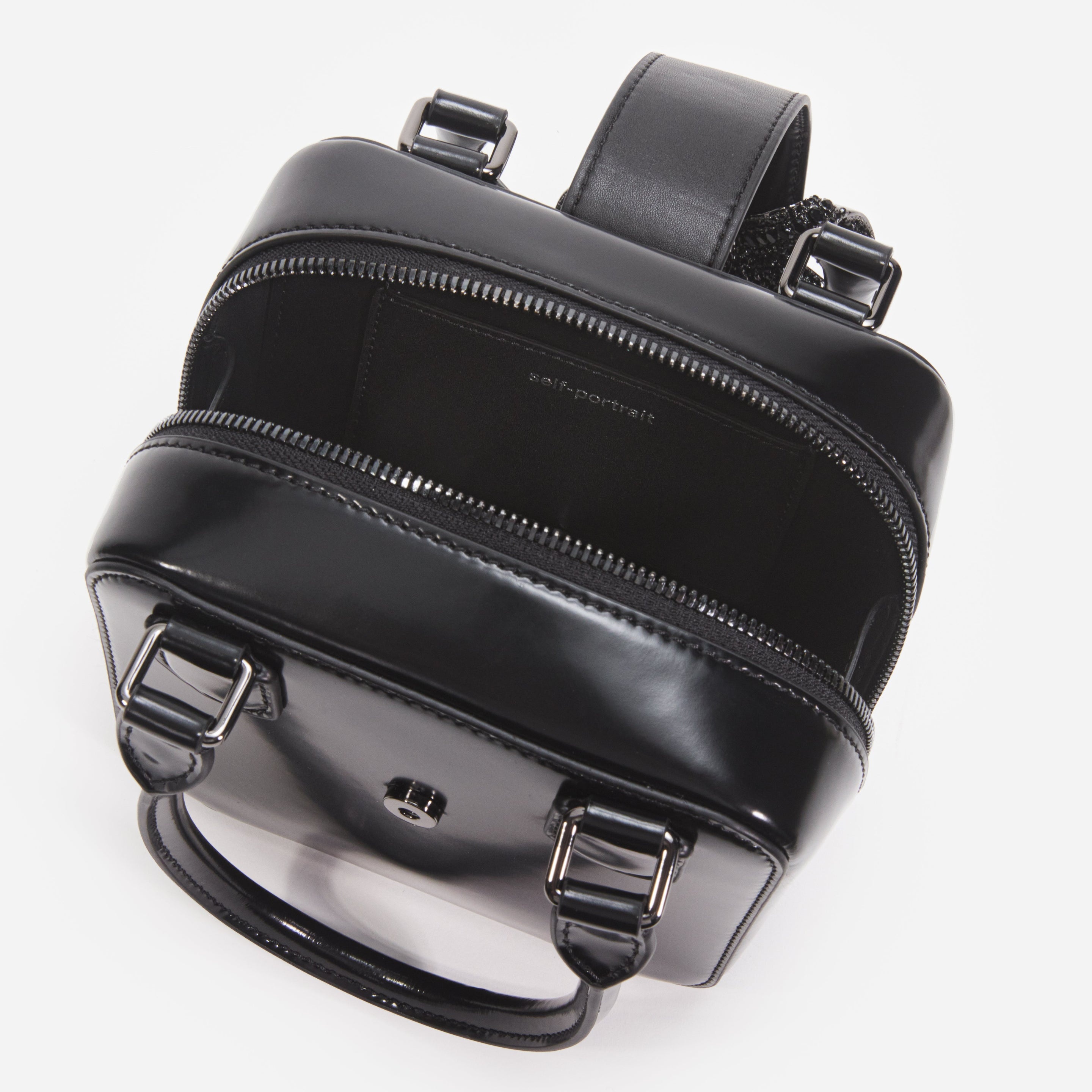 Black Leather Square Mini Tote Bag - 4