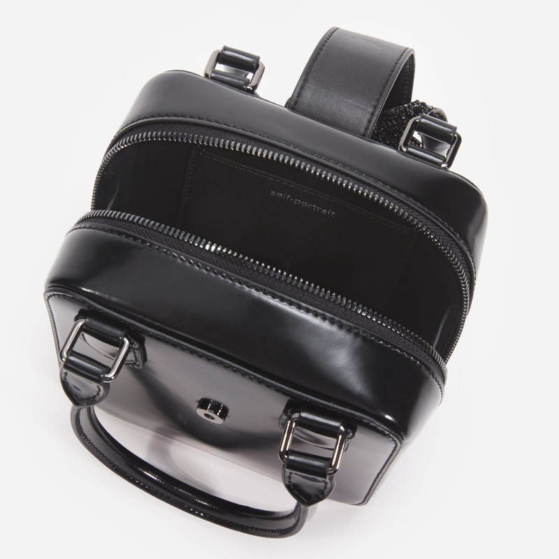 Black Leather Square Mini Tote Bag 4