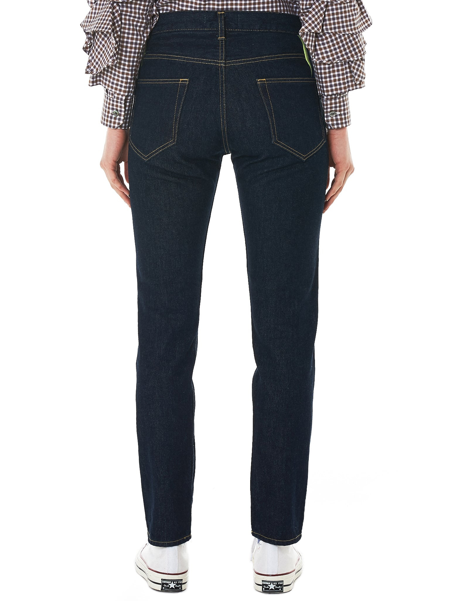Ribbed Panel Denim Pants - 3